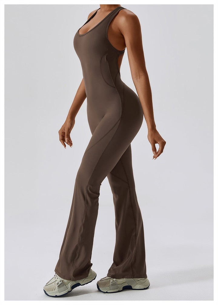 Valantomode | Women's Backless Flared Jumpsuit with Tummy Control