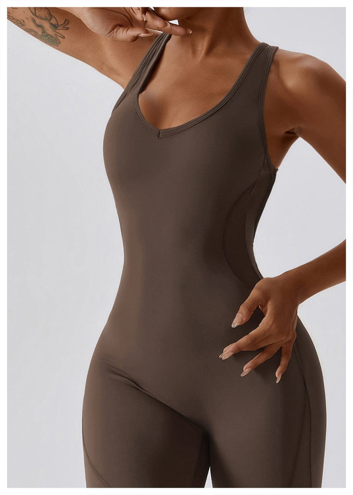 Valantomode | Women's Backless Flared Jumpsuit with Tummy Control