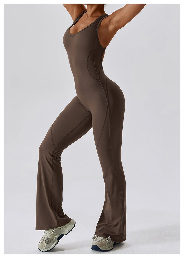 Valantomode | Women's Backless Flared Jumpsuit with Tummy Control