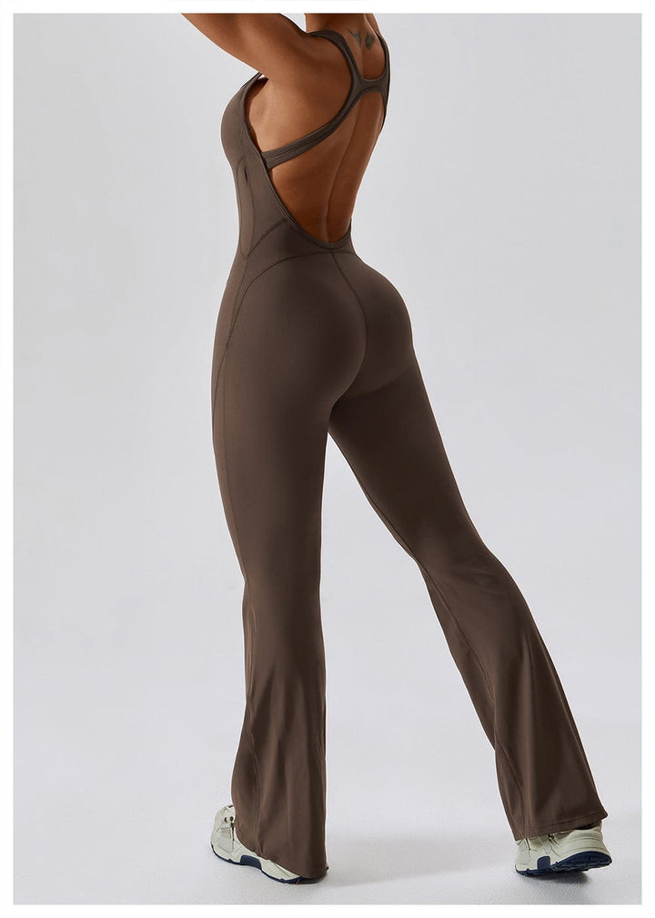 Valantomode | Women's Backless Flared Jumpsuit with Tummy Control