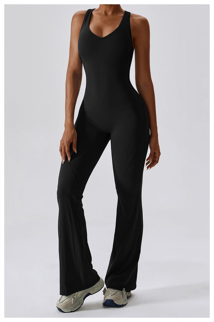Valantomode | Women's Backless Flared Jumpsuit with Tummy Control