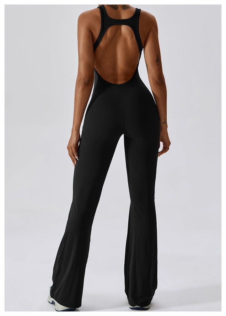 Valantomode | Women's Backless Flared Jumpsuit with Tummy Control