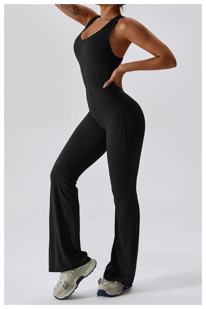 Valantomode | Women's Backless Flared Jumpsuit with Tummy Control