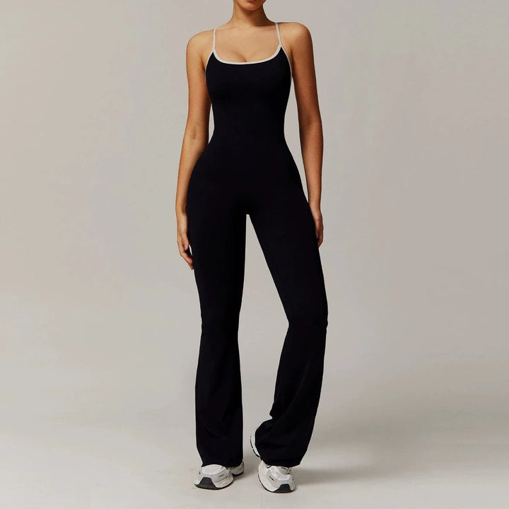 Valantomode | Flared Cross-Back Shaping Jumpsuit for Women with Tummy Control