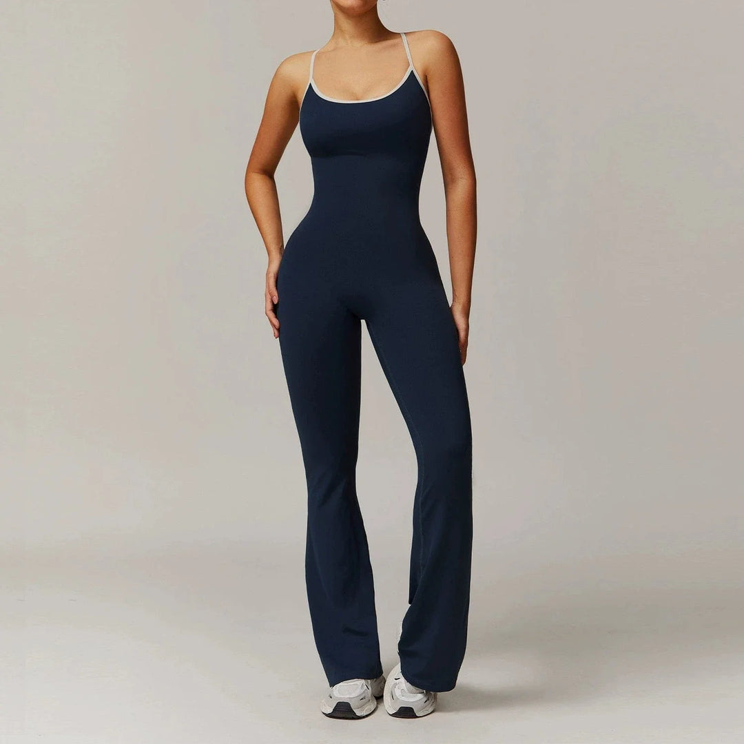 Valantomode | Flared Cross-Back Shaping Jumpsuit for Women with Tummy Control