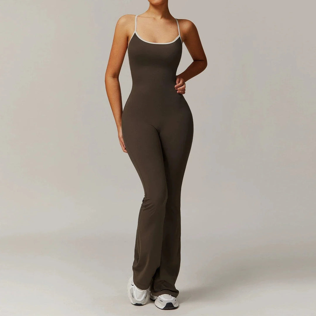 Valantomode | Flared Cross-Back Shaping Jumpsuit for Women with Tummy Control
