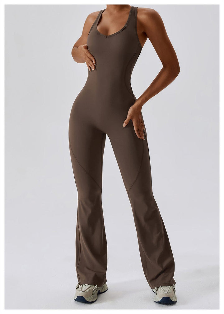 Valantomode | Women's Backless Flared Jumpsuit with Tummy Control