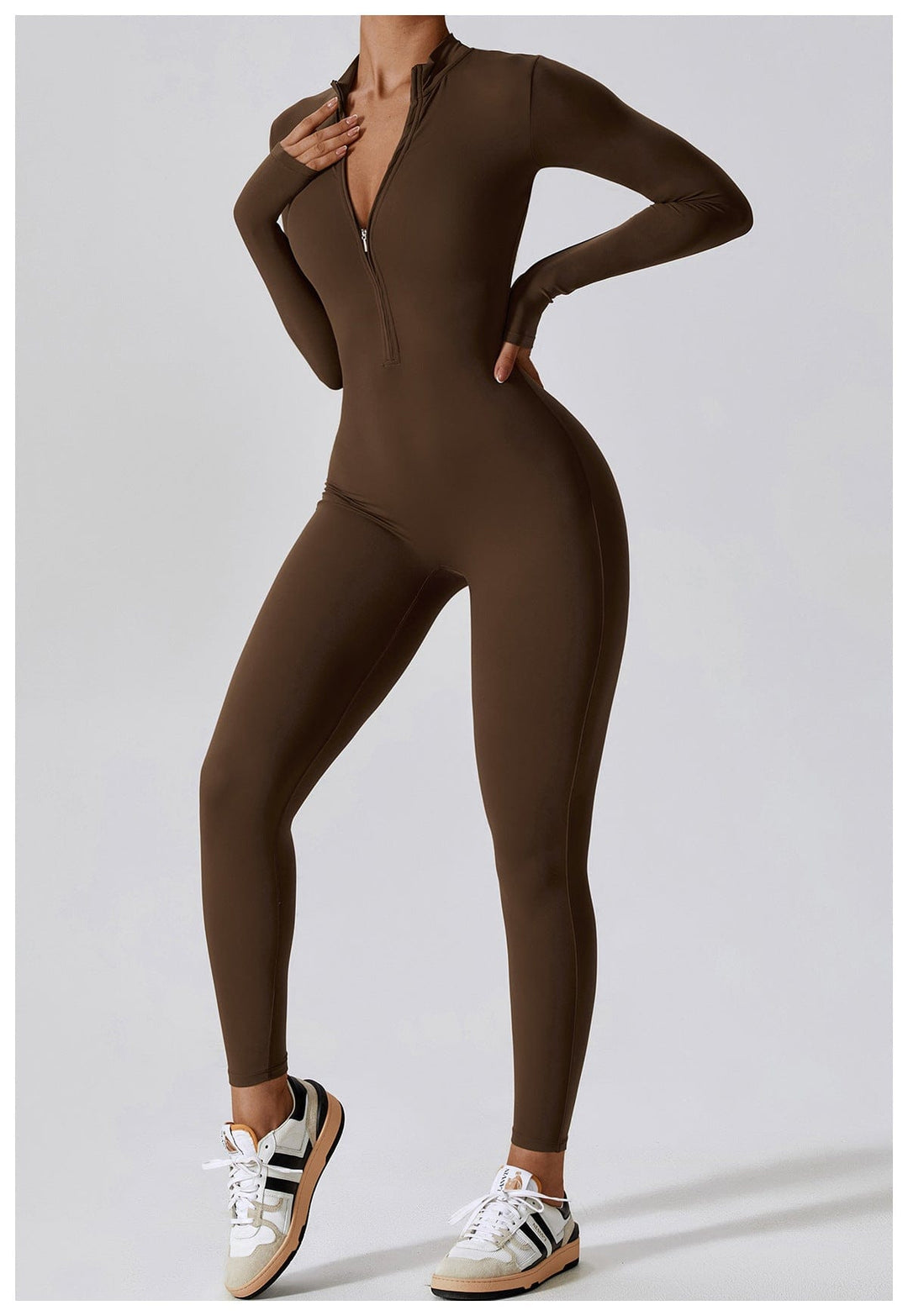 Valantomode | Full Shaping One-Piece Sports Jumpsuit with Front Zipper