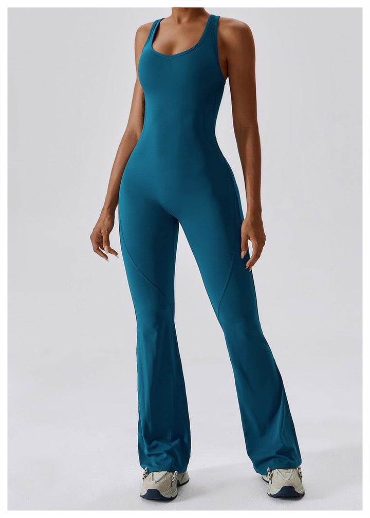 Valantomode | Women's Backless Flared Jumpsuit with Tummy Control