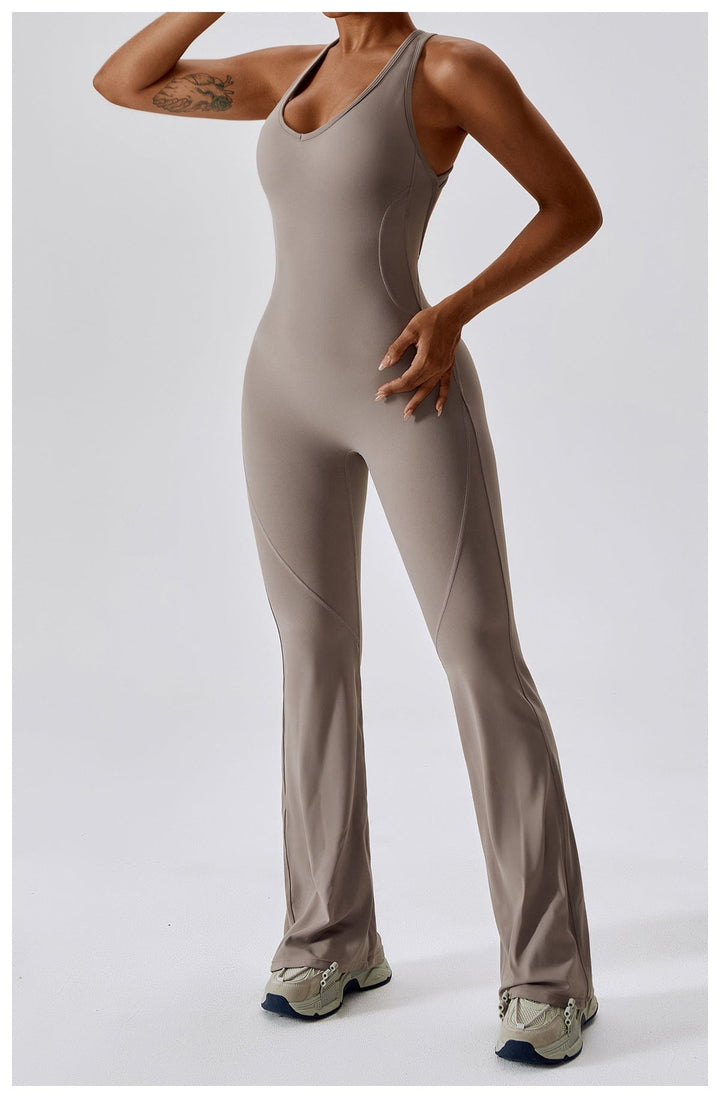 Valantomode | Women's Backless Flared Jumpsuit with Tummy Control