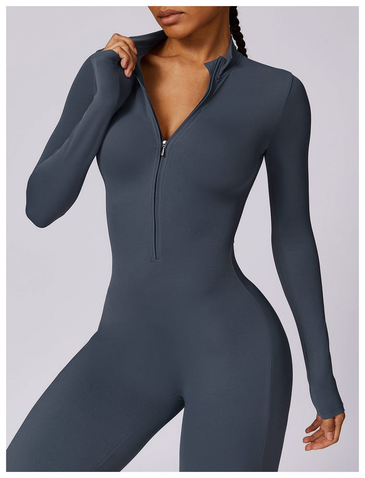 Valantomode | Full Shaping One-Piece Sports Jumpsuit with Front Zipper