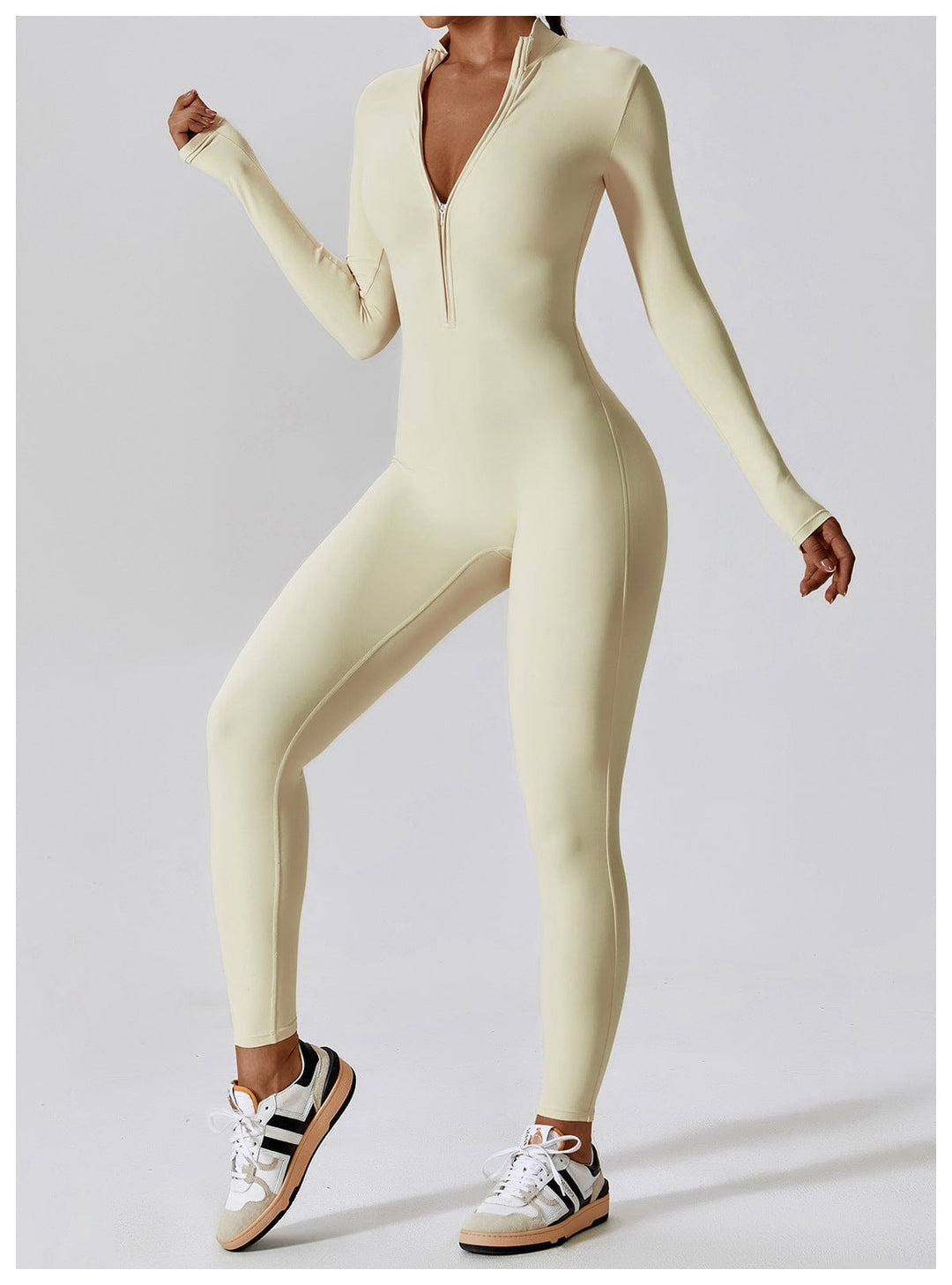 Valantomode | Full Shaping One-Piece Sports Jumpsuit with Front Zipper