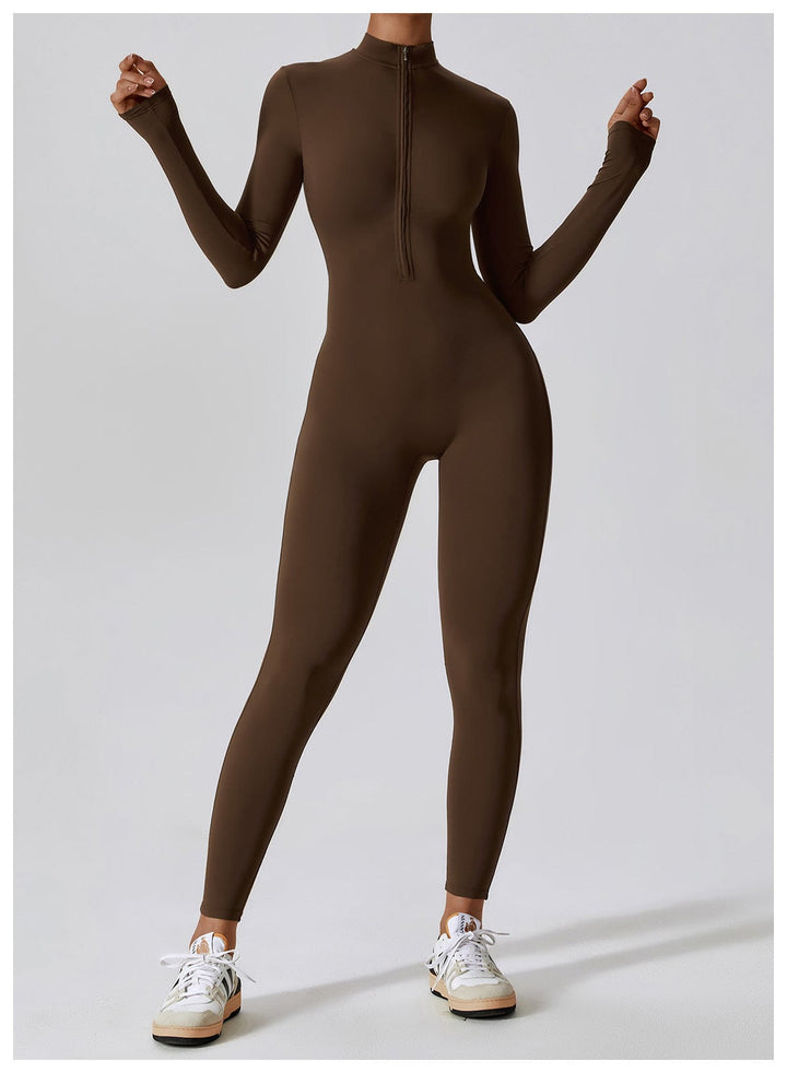 Valantomode | Full Shaping One-Piece Sports Jumpsuit with Front Zipper