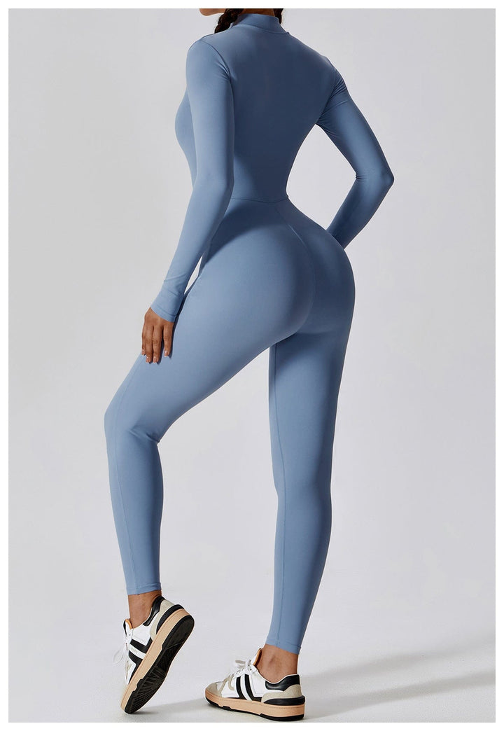 Valantomode | Full Shaping One-Piece Sports Jumpsuit with Front Zipper