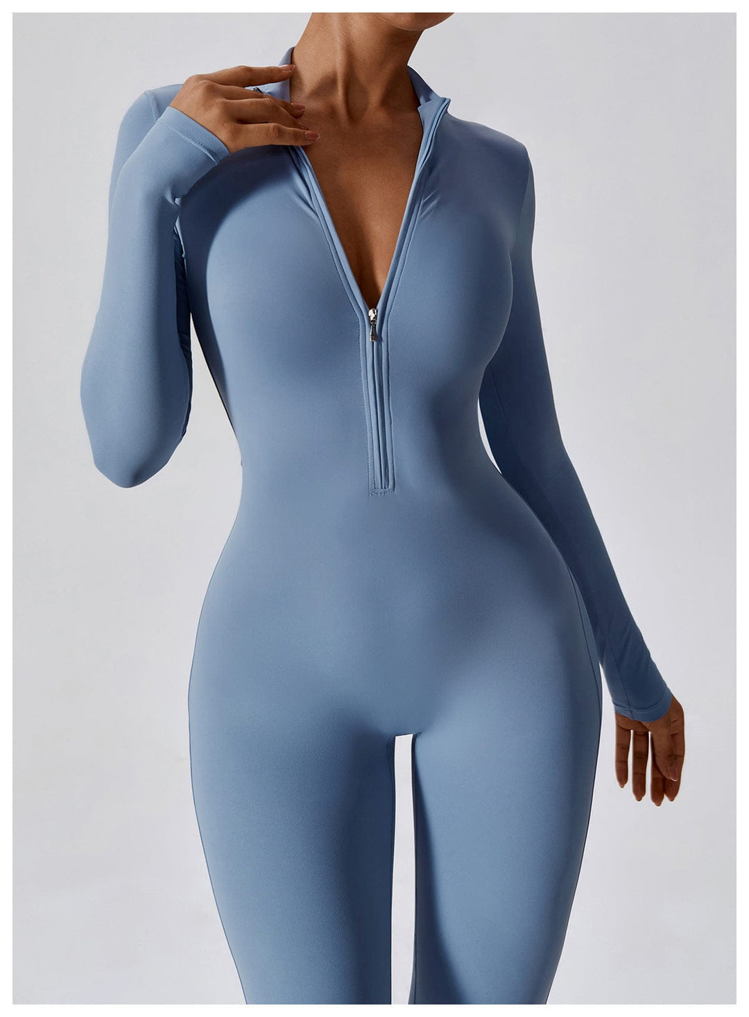 Valantomode | Full Shaping One-Piece Sports Jumpsuit with Front Zipper