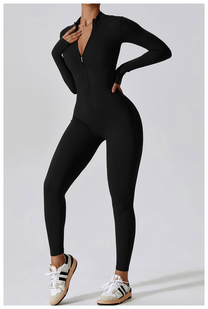 Valantomode | Full Shaping One-Piece Sports Jumpsuit with Front Zipper