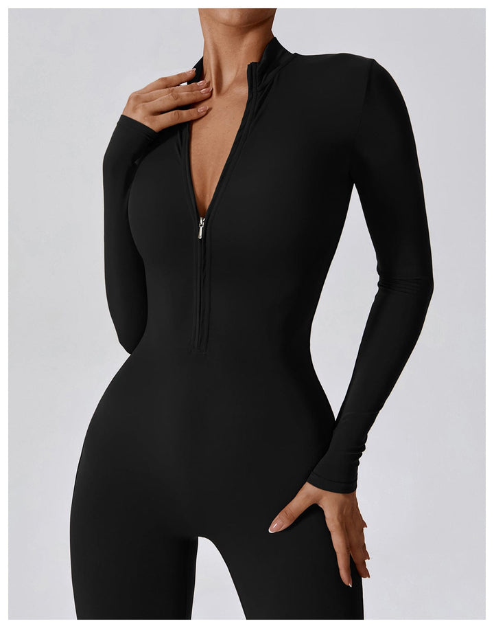 Valantomode | Full Shaping One-Piece Sports Jumpsuit with Front Zipper