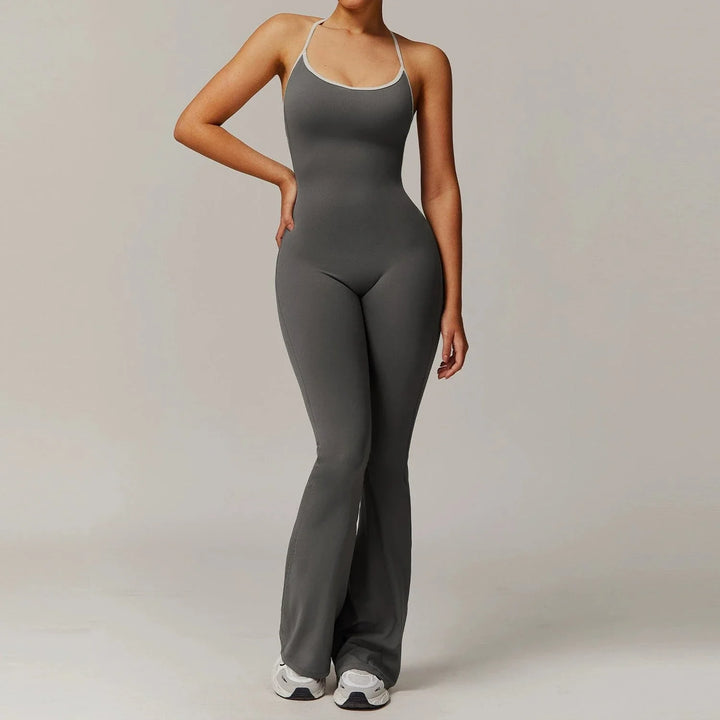 Valantomode | Flared Cross-Back Shaping Jumpsuit for Women with Tummy Control