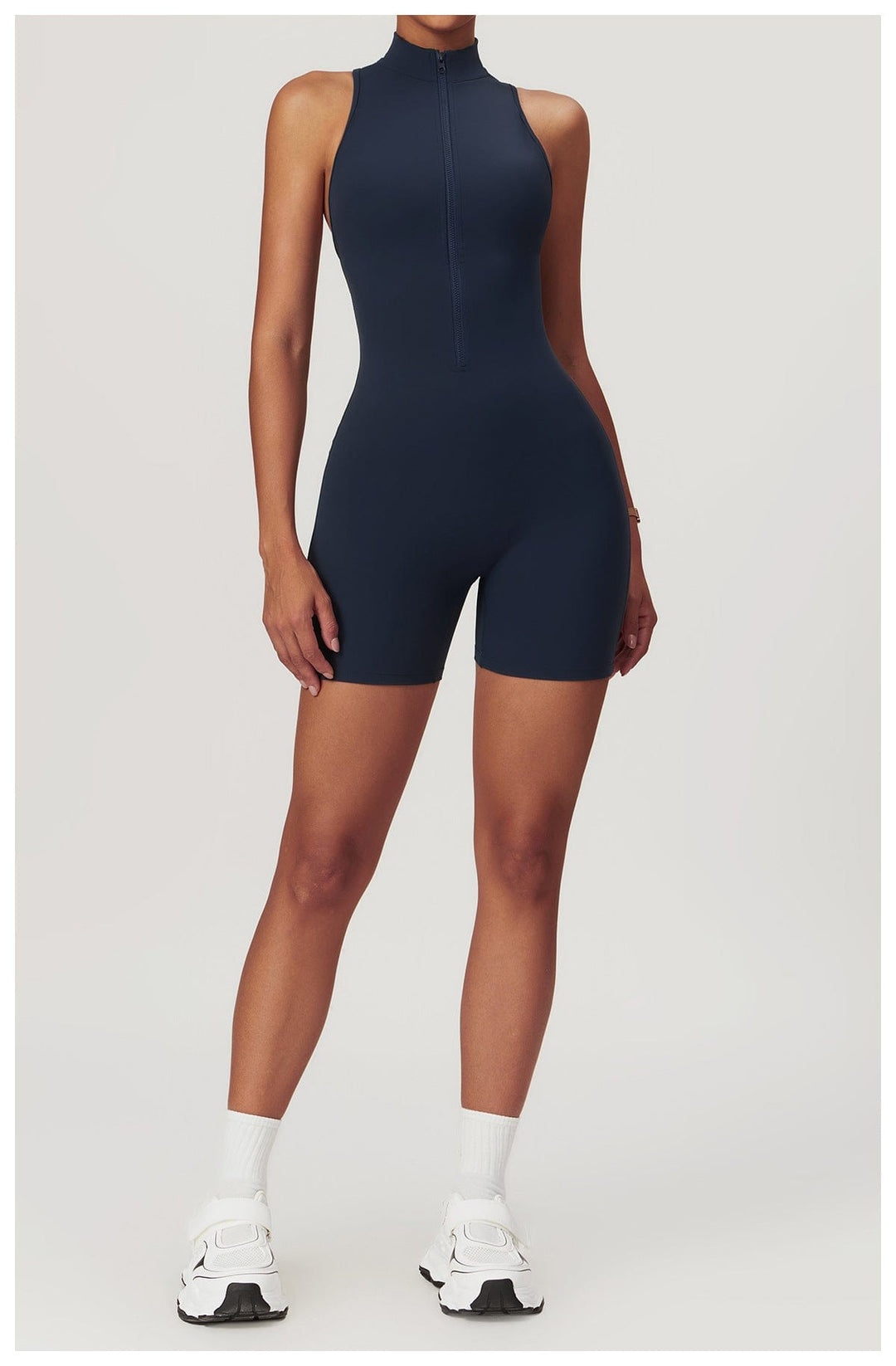 Valantomode | Zip-Up Sleeveless Athletic Shaping Jumpsuit
