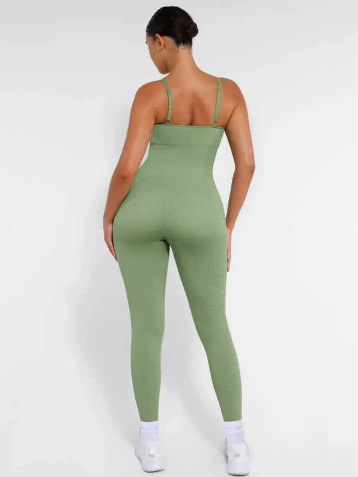 Valantomode | Ribbed Plus Size Bodycon Jumpsuit Shaper with Removable Padding