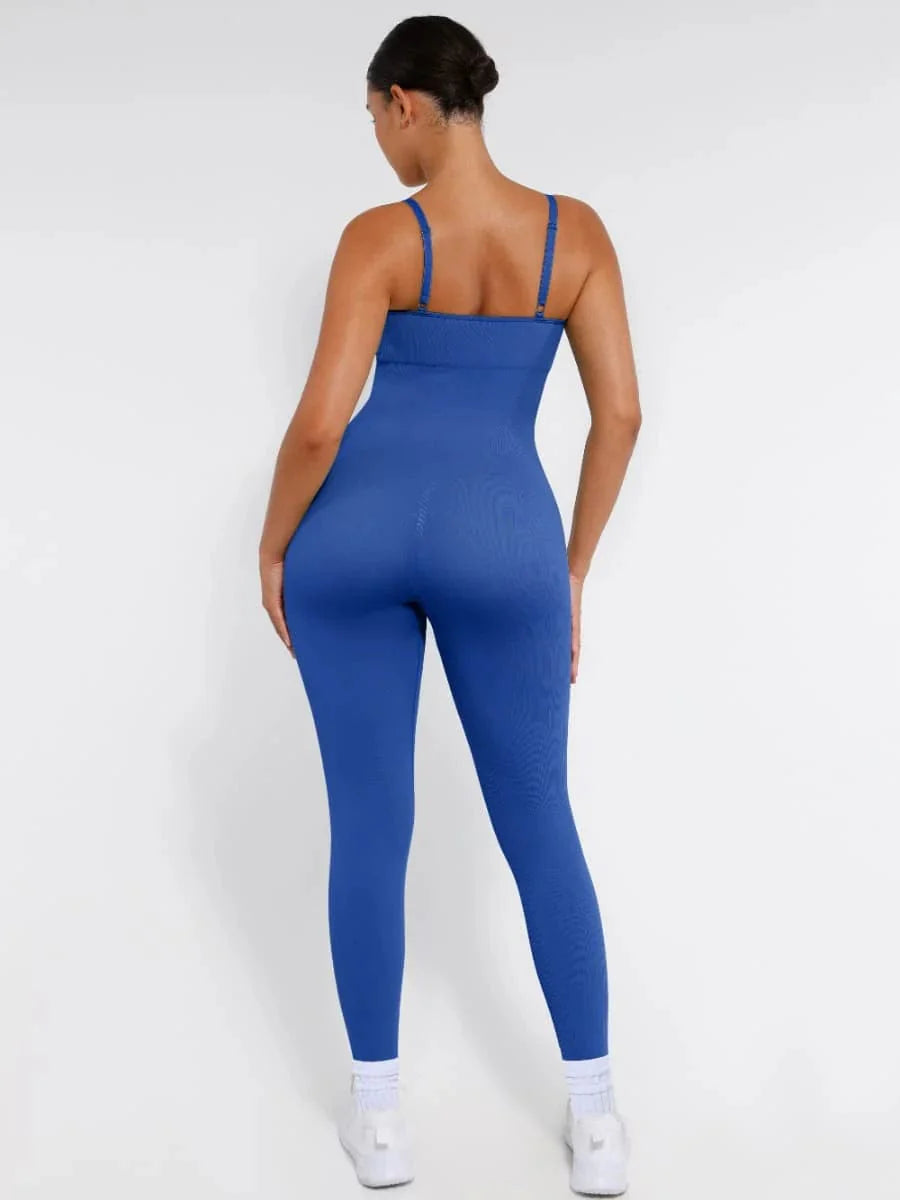 Valantomode | Ribbed Plus Size Bodycon Jumpsuit Shaper with Removable Padding