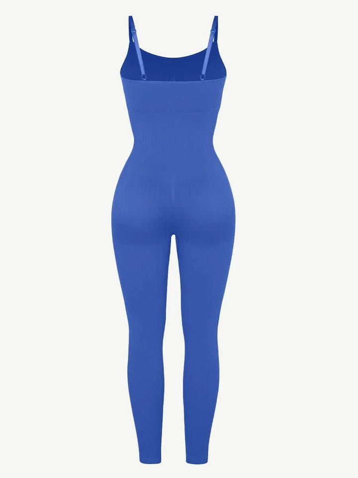 Valantomode | Ribbed Plus Size Bodycon Jumpsuit Shaper with Removable Padding