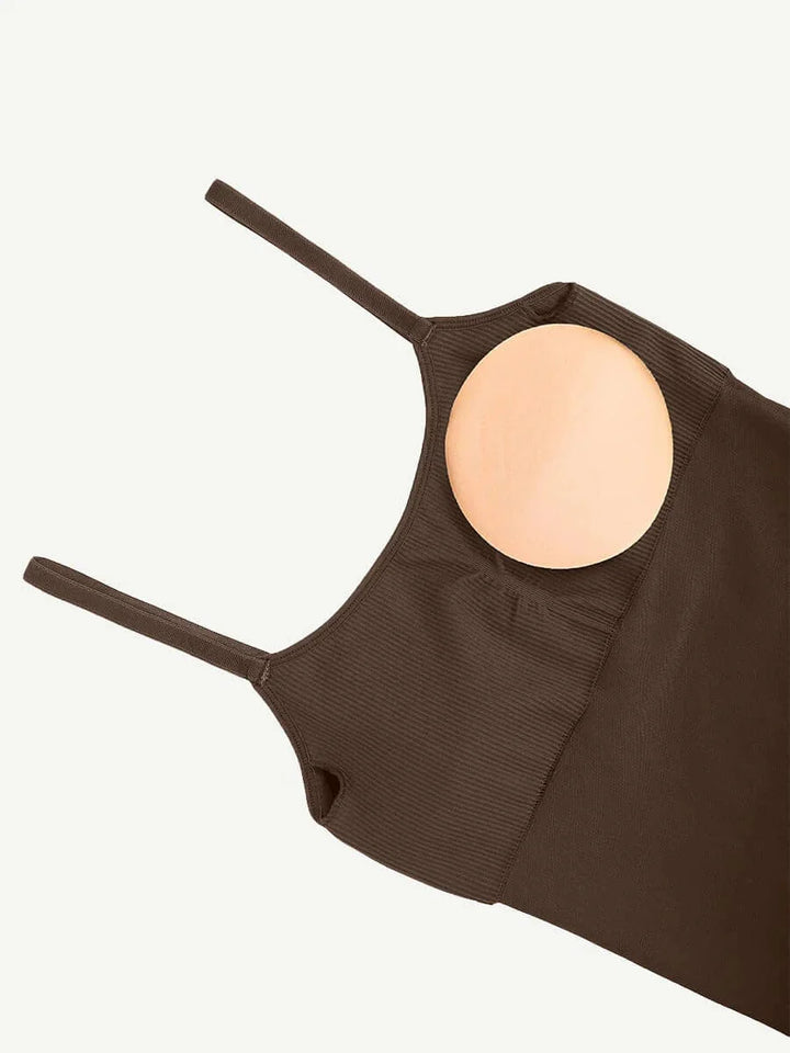 Valantomode | Ribbed Plus Size Bodycon Jumpsuit Shaper with Removable Padding