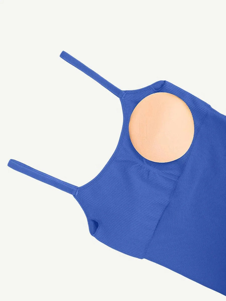 Valantomode | Ribbed Plus Size Bodycon Jumpsuit Shaper with Removable Padding