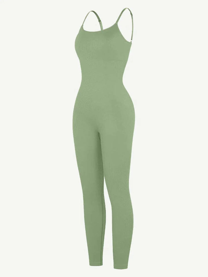 Valantomode | Ribbed Plus Size Bodycon Jumpsuit Shaper with Removable Padding