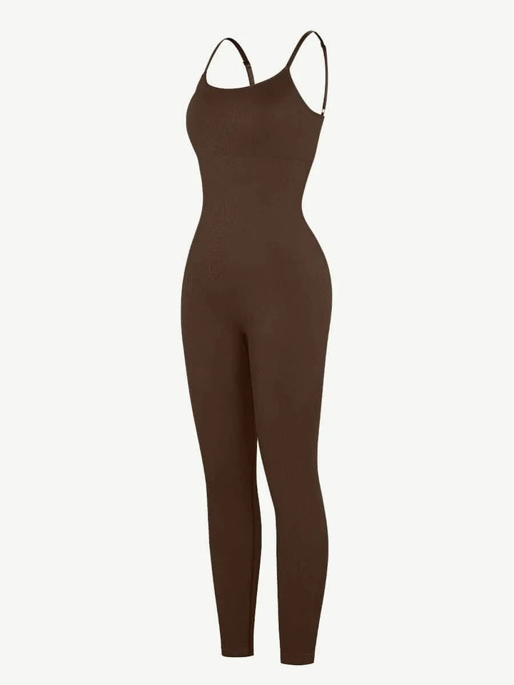 Valantomode | Ribbed Plus Size Bodycon Jumpsuit Shaper with Removable Padding