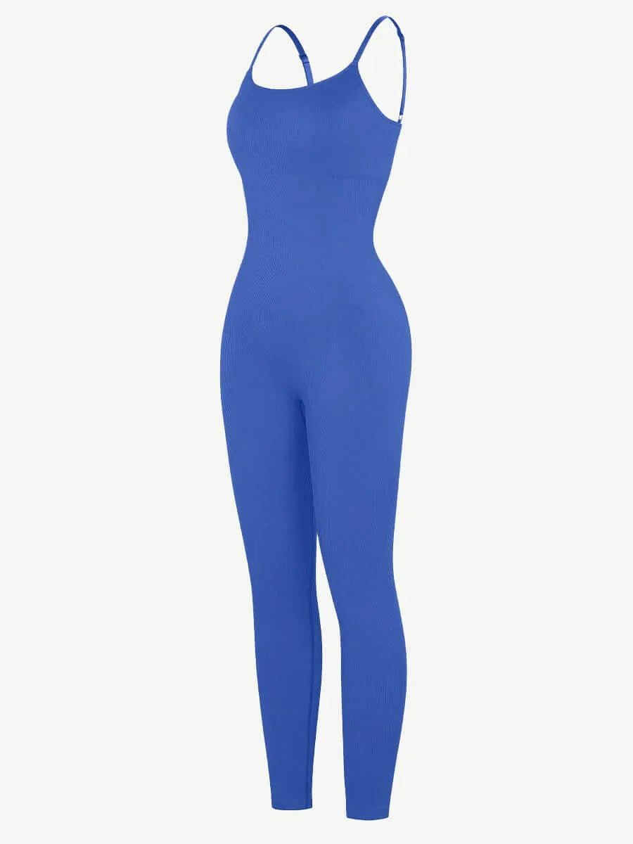 Valantomode | Ribbed Plus Size Bodycon Jumpsuit Shaper with Removable Padding