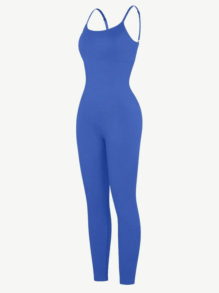 Valantomode | Ribbed Plus Size Bodycon Jumpsuit Shaper with Removable Padding