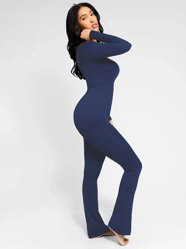 Valantomode | Flared Jumpsuit with Seamless Square Neck Shapewear