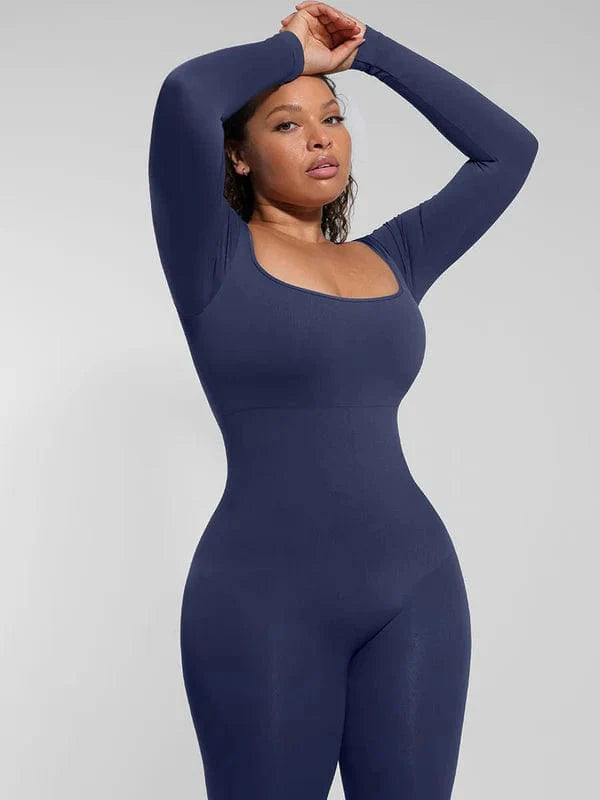 Valantomode | Flared Jumpsuit with Seamless Square Neck Shapewear