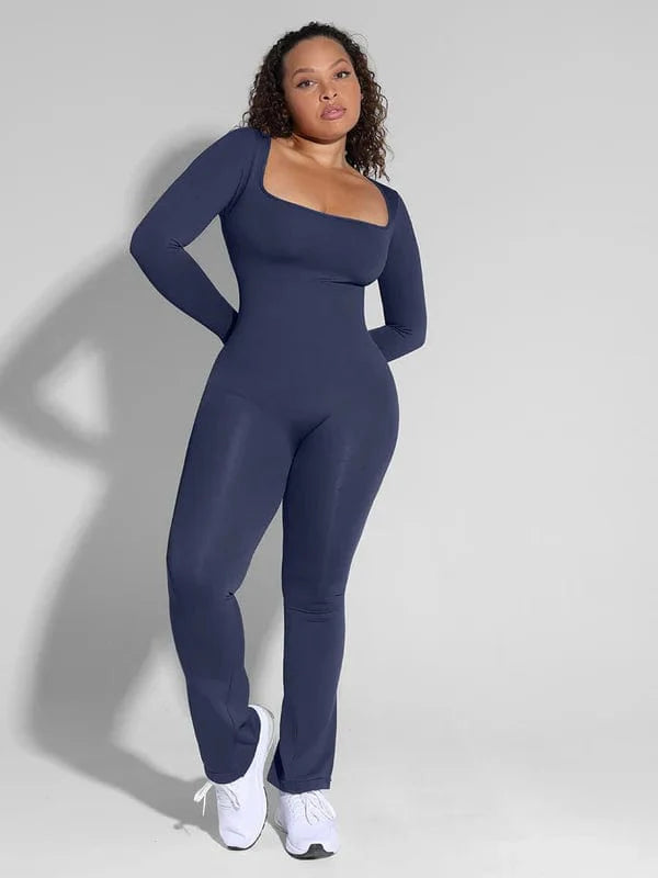 Valantomode | Flared Jumpsuit with Seamless Square Neck Shapewear