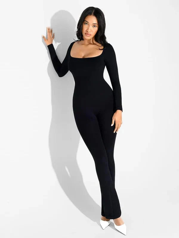 Valantomode | Flared Jumpsuit with Seamless Square Neck Shapewear