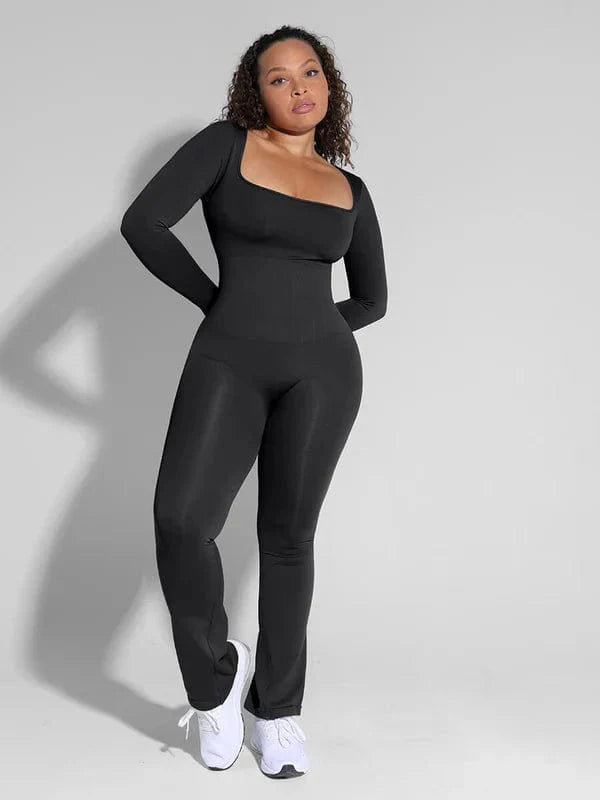 Valantomode | Flared Jumpsuit with Seamless Square Neck Shapewear