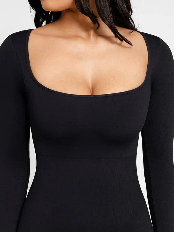 Valantomode | Flared Jumpsuit with Seamless Square Neck Shapewear