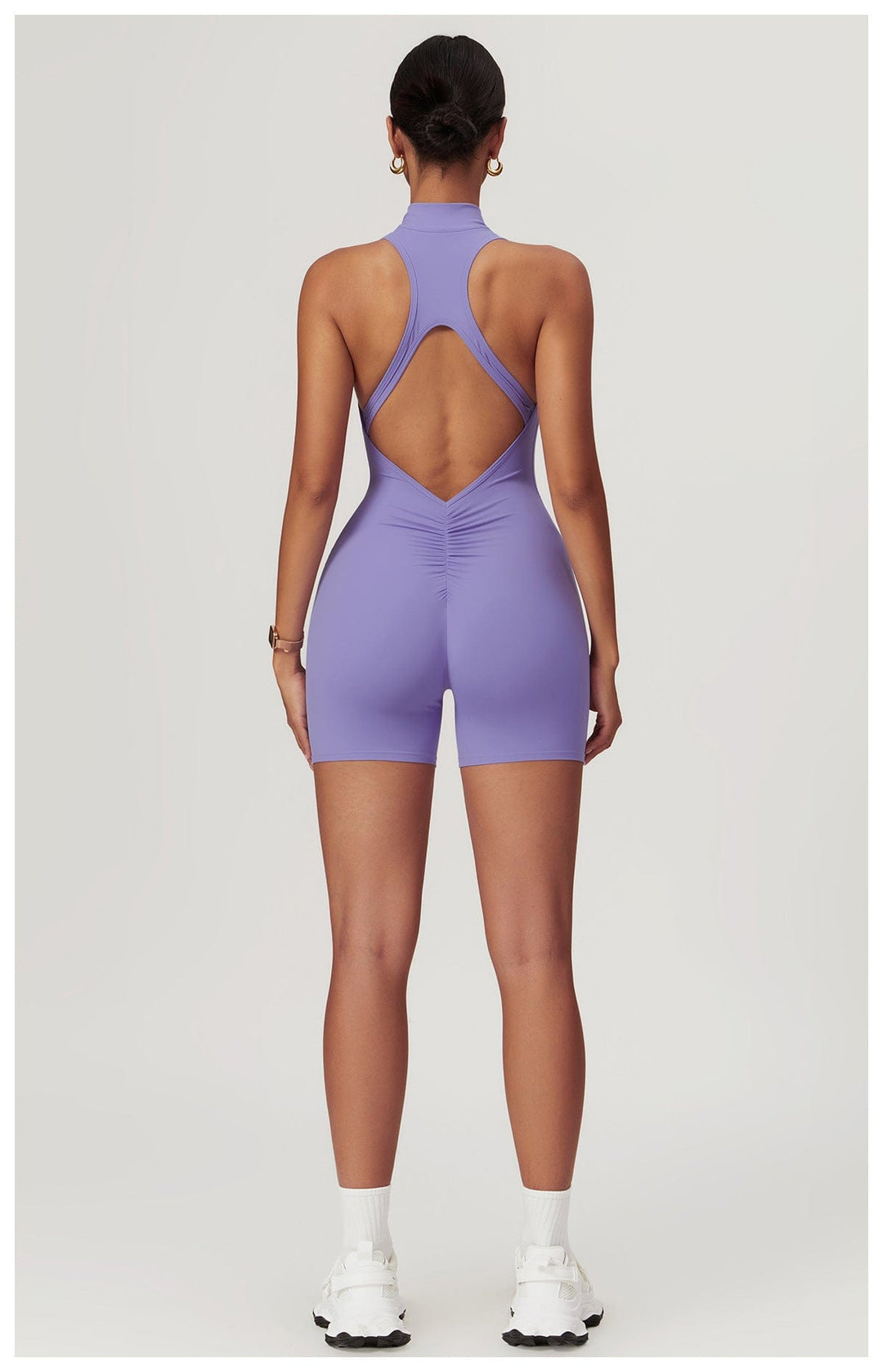 Valantomode | Zip-Up Sleeveless Athletic Shaping Jumpsuit