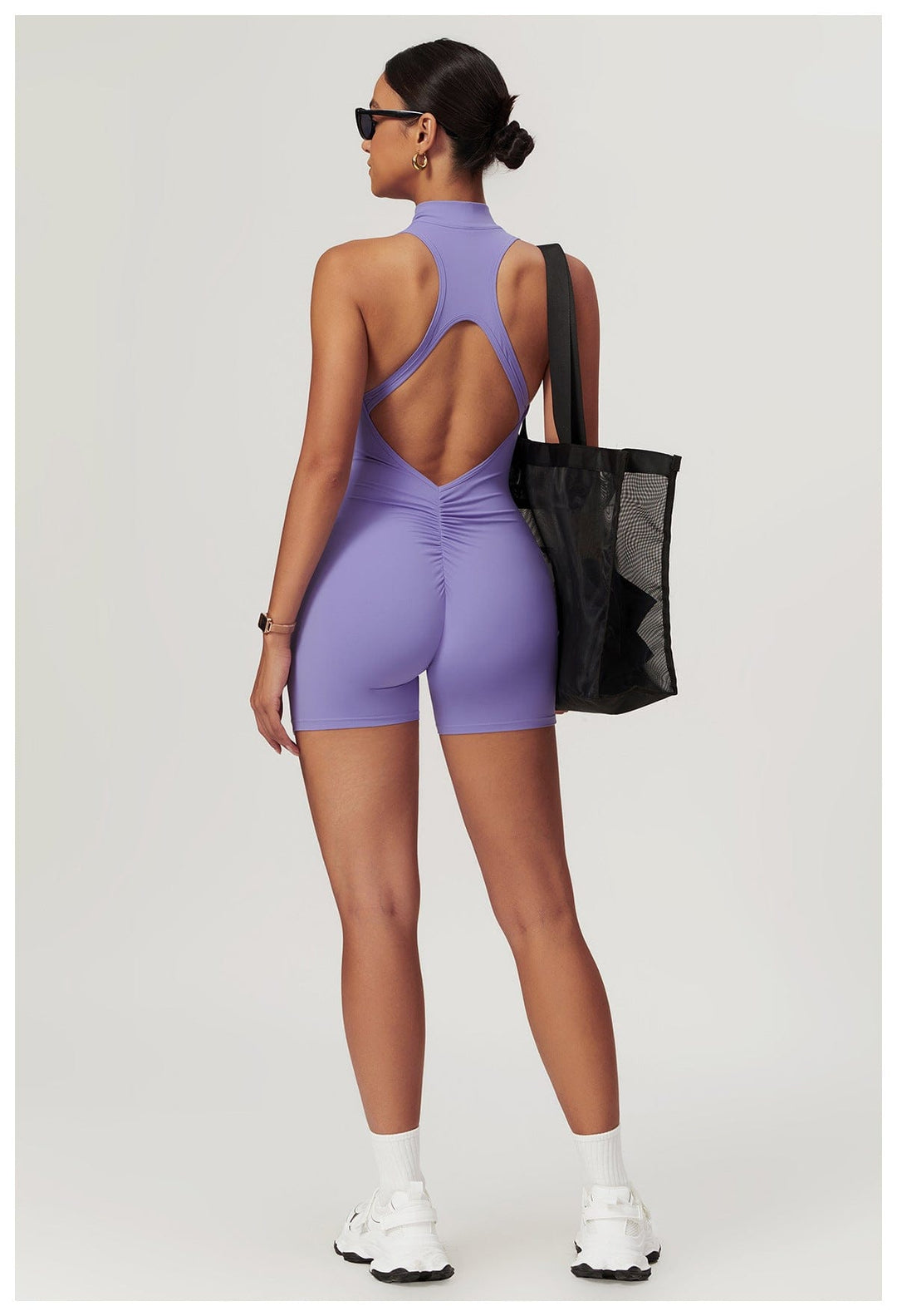 Valantomode | Zip-Up Sleeveless Athletic Shaping Jumpsuit