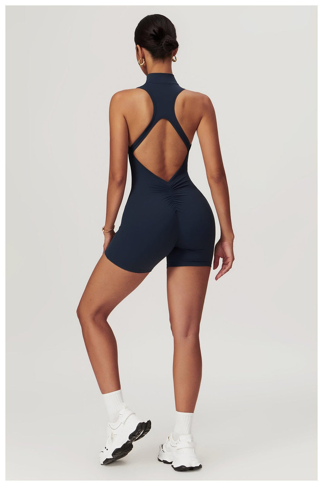 Valantomode | Zip-Up Sleeveless Athletic Shaping Jumpsuit