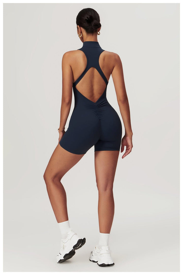 Valantomode | Zip-Up Sleeveless Athletic Shaping Jumpsuit