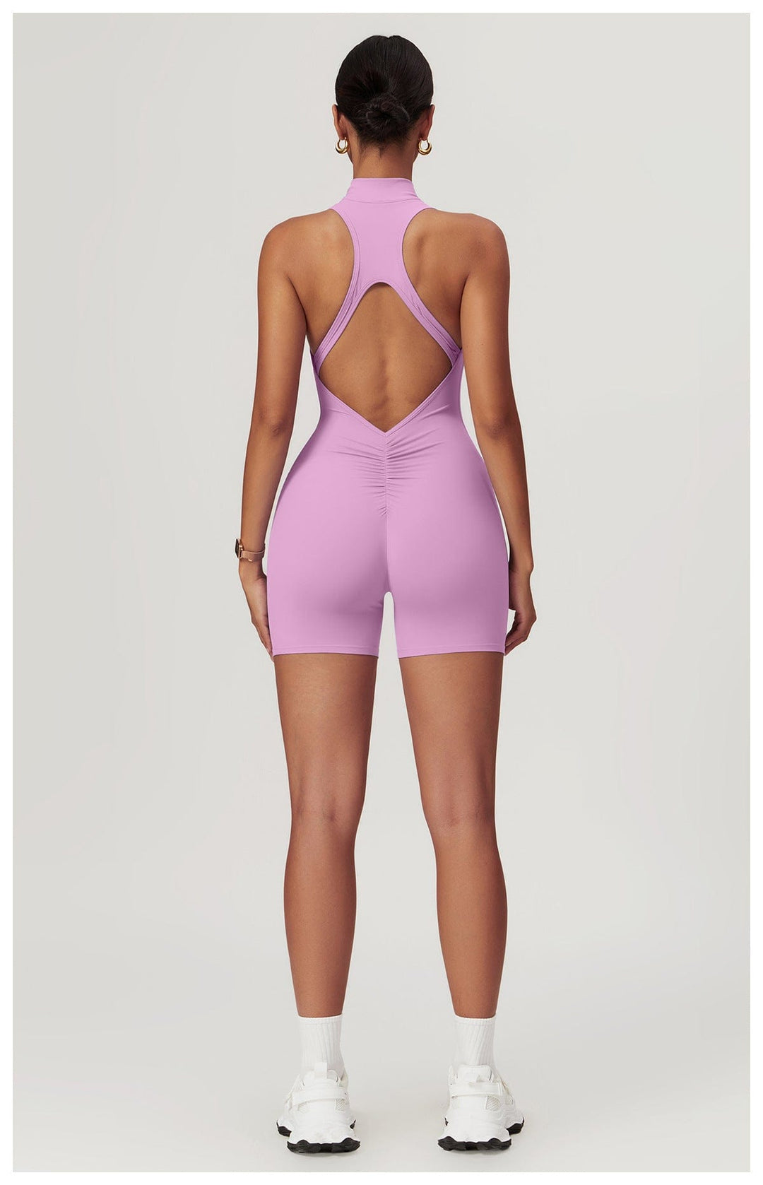 Valantomode | Zip-Up Sleeveless Athletic Shaping Jumpsuit