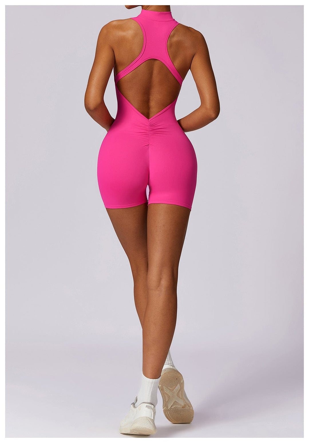 Valantomode | Zip-Up Sleeveless Athletic Shaping Jumpsuit