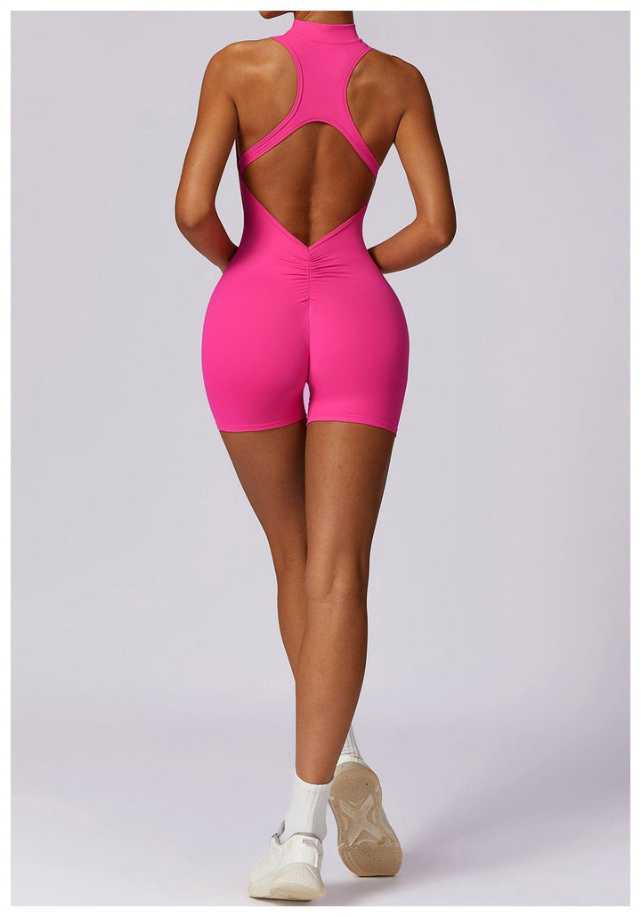 Valantomode | Zip-Up Sleeveless Athletic Shaping Jumpsuit