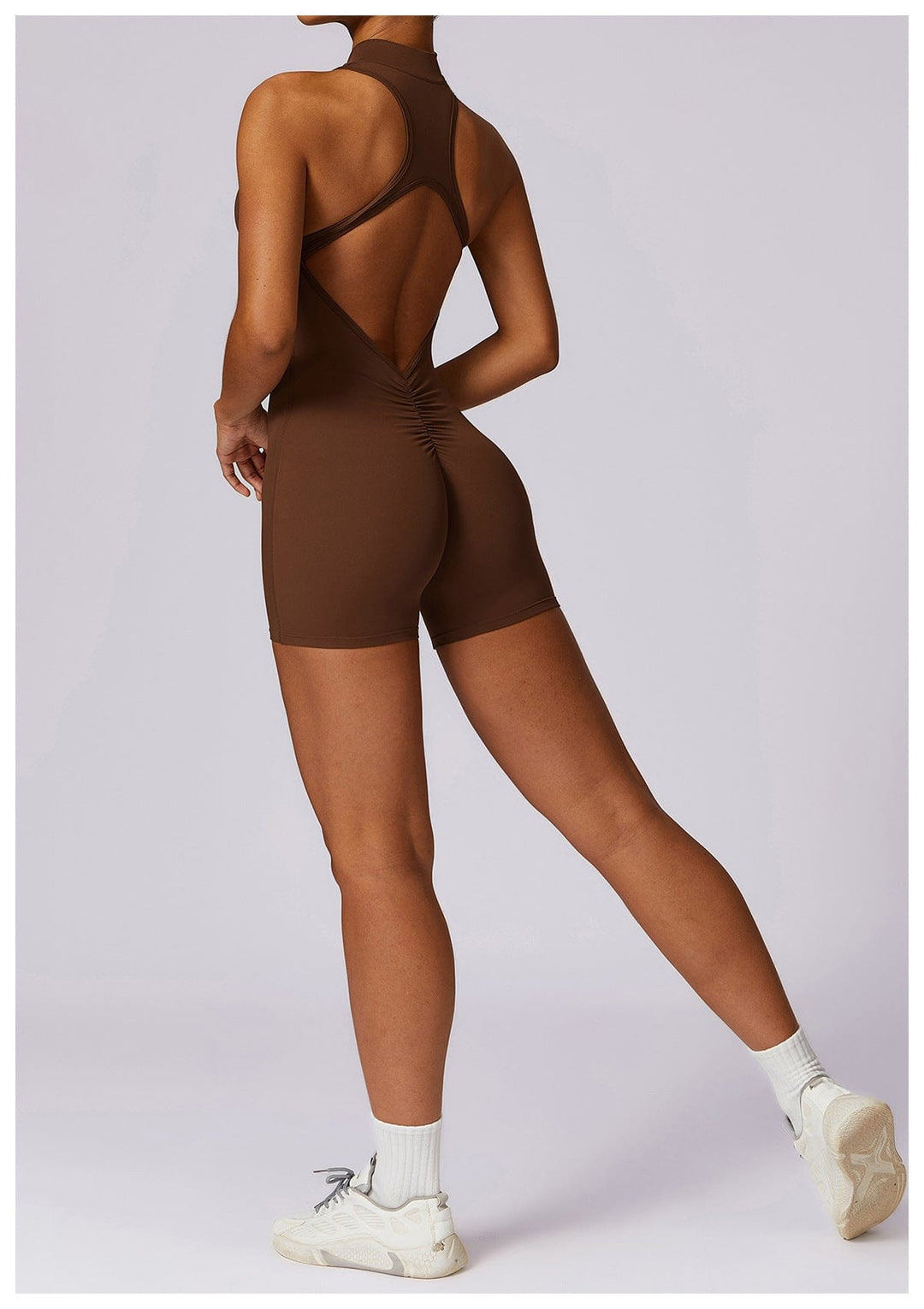 Valantomode | Zip-Up Sleeveless Athletic Shaping Jumpsuit