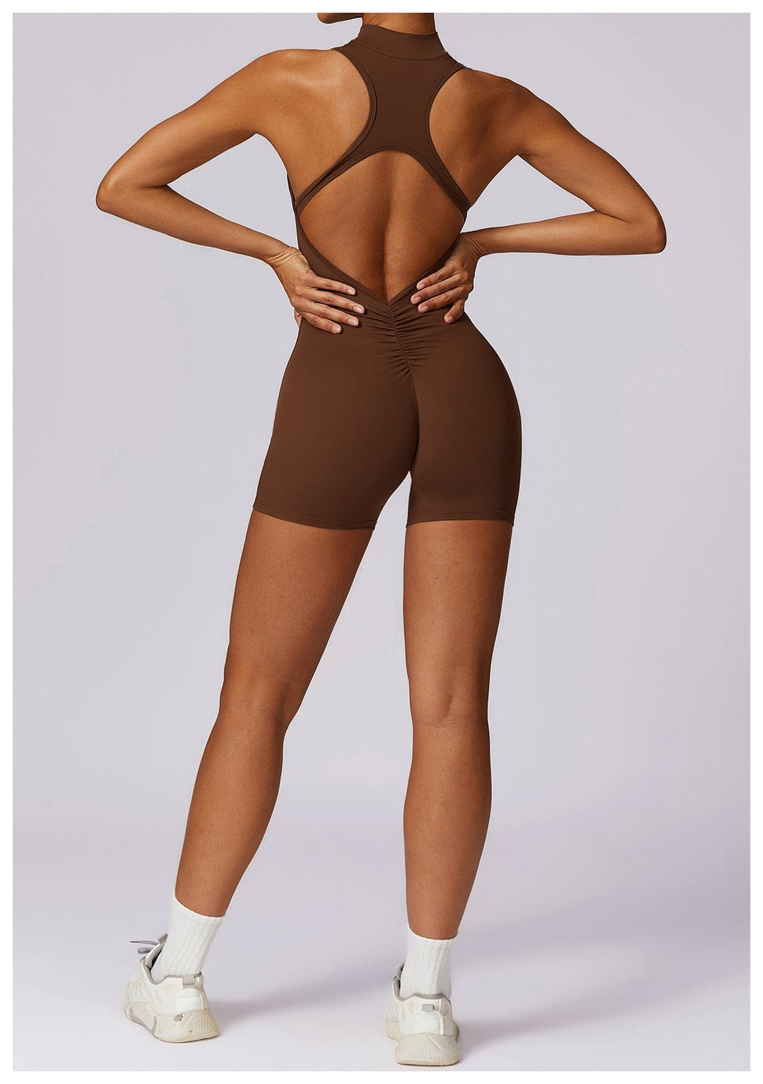 Valantomode | Zip-Up Sleeveless Athletic Shaping Jumpsuit