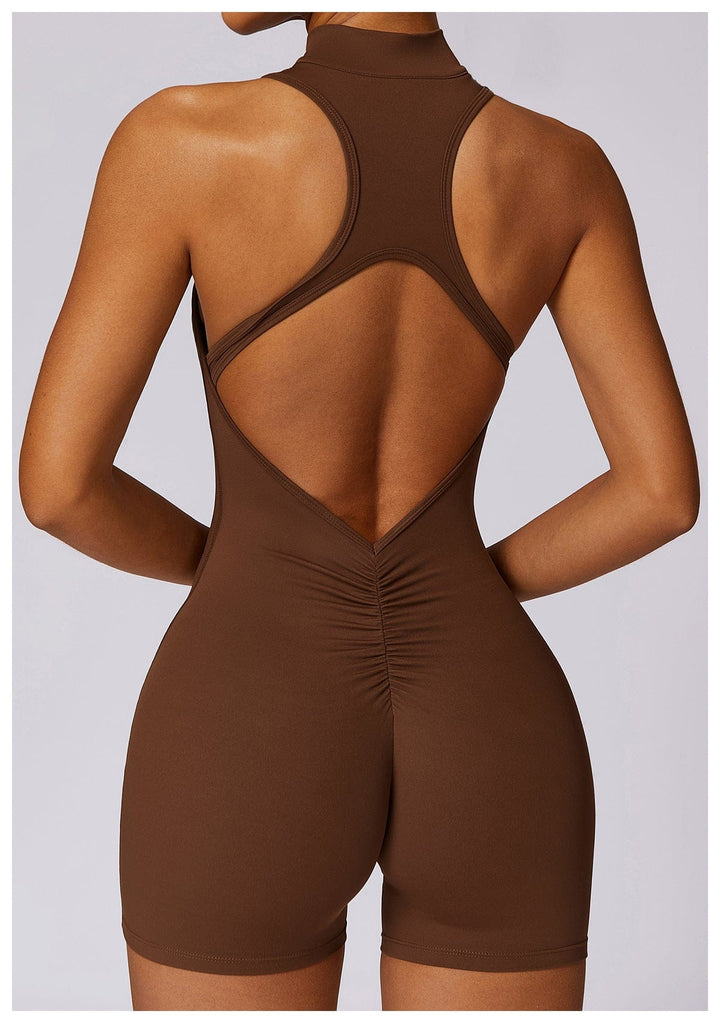 Valantomode | Zip-Up Sleeveless Athletic Shaping Jumpsuit