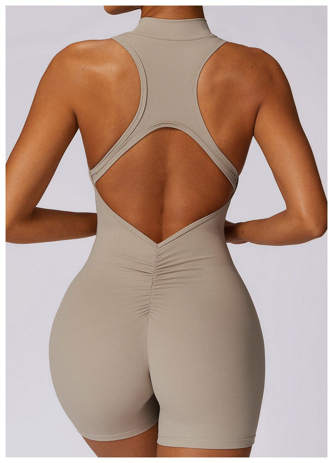 Valantomode | Zip-Up Sleeveless Athletic Shaping Jumpsuit