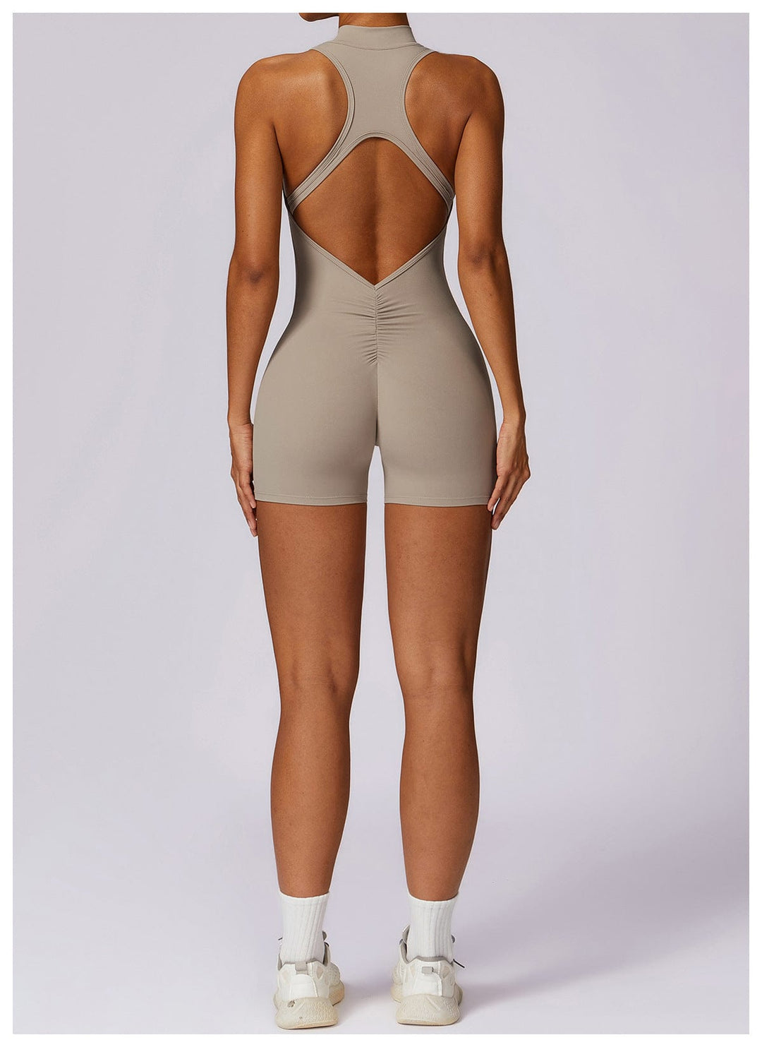 Valantomode | Zip-Up Sleeveless Athletic Shaping Jumpsuit